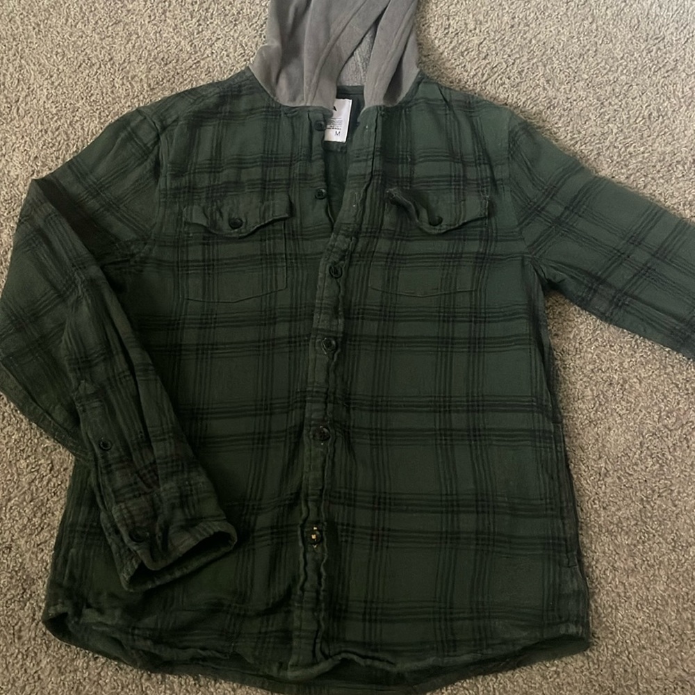 Boys Hooded Flannel Shirt